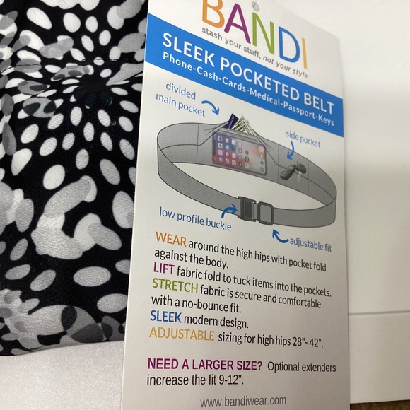 Bandi Adjustable Style Pocketed Belt Moonflower includes Extender Fits up to 54”